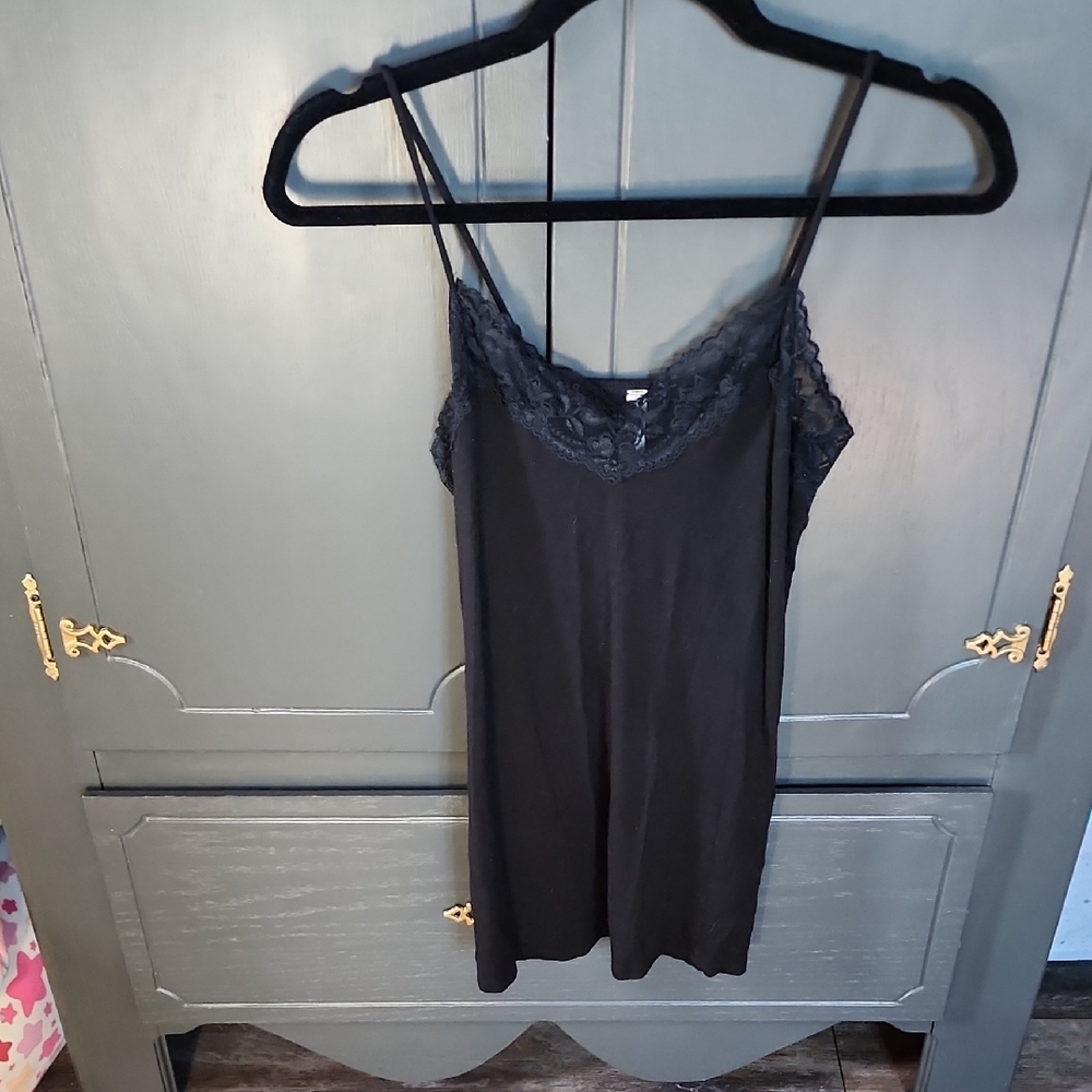 Black Lace Trim Cami Top